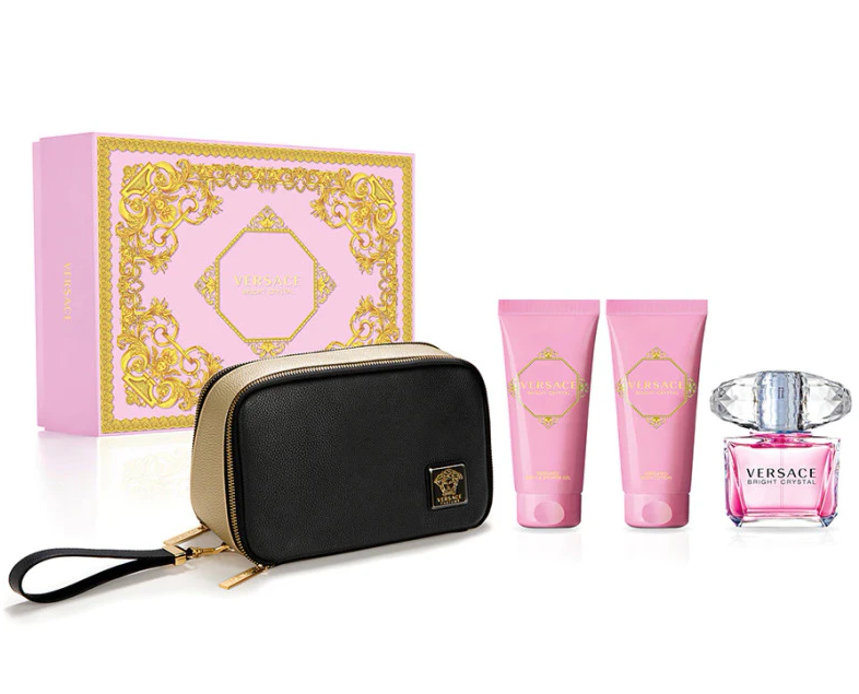 Versace Bright Crystal Set (Edt 90Ml + B/Lot 100Ml + S/G 100Ml + Pouch)