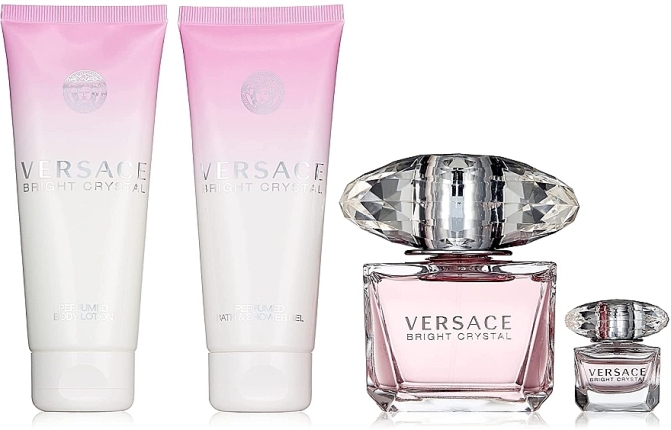 Versace Bright Crystal Set (Edt 90Ml + Edt 5Ml + B/Lot 100Ml + Sh/Gel 100Ml)